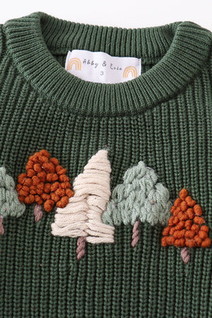 Hand made green christmas tree sweater