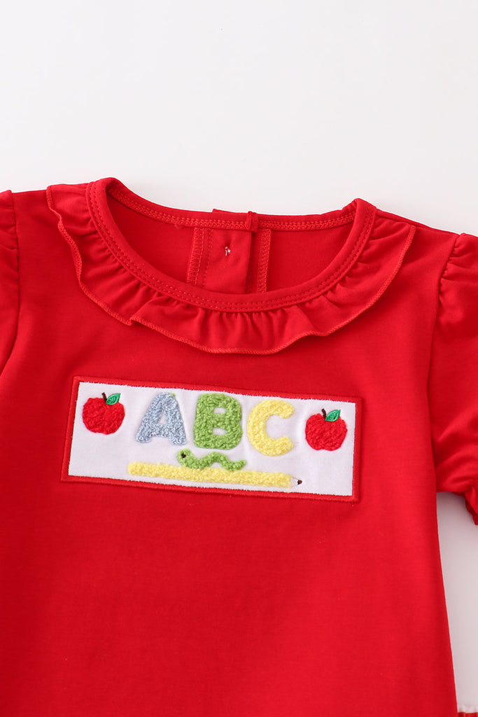 Red french knot ABC apple pencil boy set