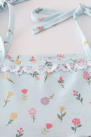 Blue floral ruffle dress