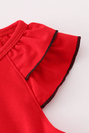 Red I love Georgia applique ruffle dress