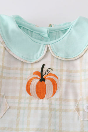 Pumpkin wreath embroidery baby boy set