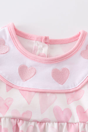 Pink valentine's day heart embroidery girl bubble