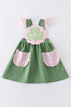 Green clover applique dress