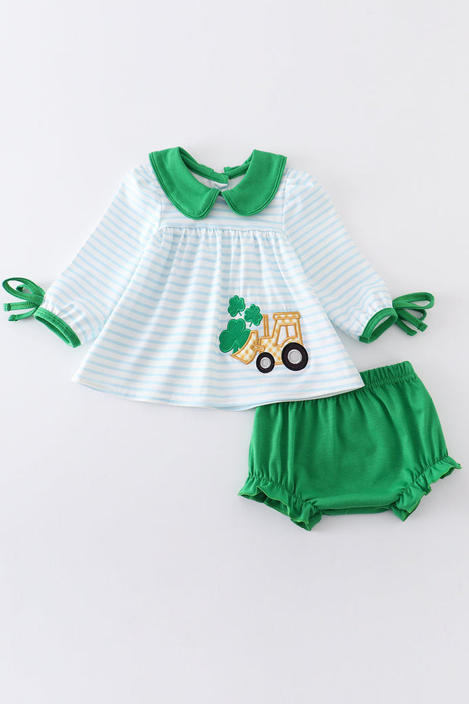 Green clover applique stripe baby set – HoneyBean