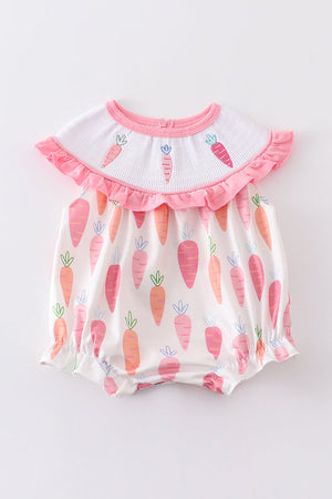 Easter carrot embroidery smocked girl bubble