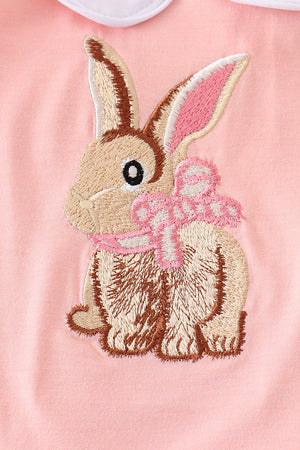 Pink easter bunny embroidery baby set