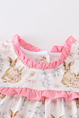 Easter bunny print ruffle dress