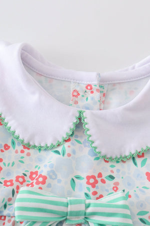 Floral print bow girl baby bubble