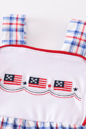 Patriotic flag embroidery plaid boy bubble