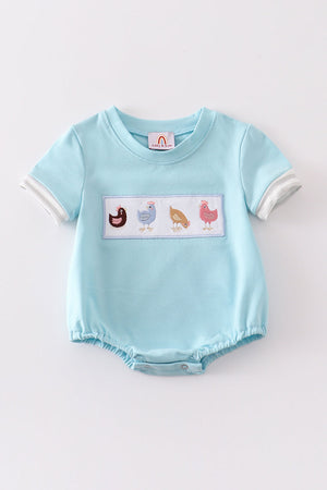 Blue chicken embroidery baby boy bubble