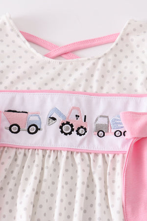 Pink vehicle embroidery girl set