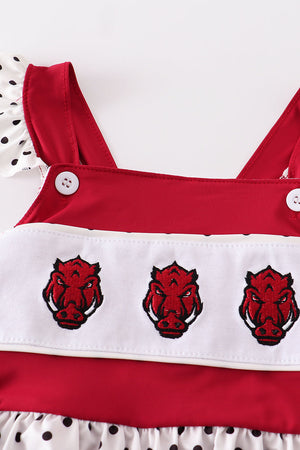 Red Arkansas razorback embroidery one-piece girl swimsuit