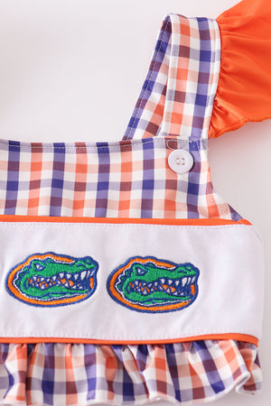 Florida gators embroidery plaid 2pc girl swimsuit