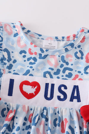 I love USA embroidery girl set