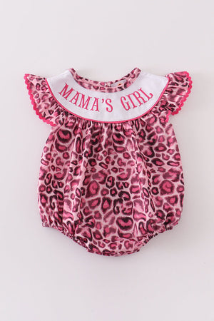 Pink leopard print MAMA's girl embroidery bubble