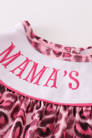 Pink leopard print MAMA's girl embroidery bubble