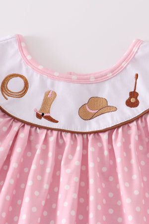 Pink west cowboy embroidery dress