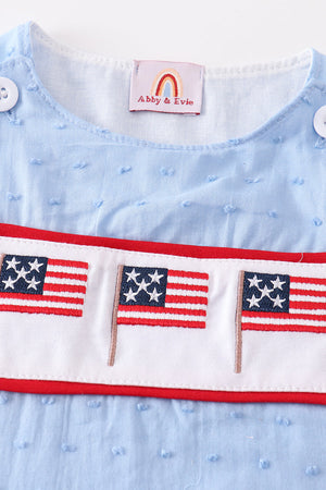 Blue patriotic flag embroidery swiss dot boy jonjon