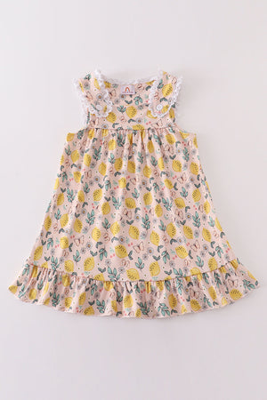 Lemon print girl dress