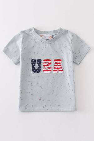 Patriotic USA french knot boy top