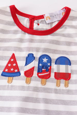 Patriotic popsicle applique stripe girl set