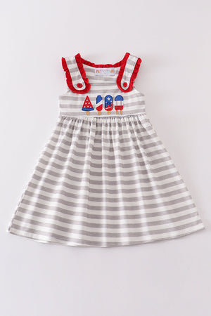 Patriotic popsicle applique stripe dress