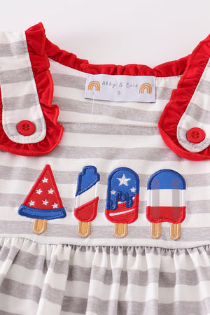 Patriotic popsicle applique stripe dress