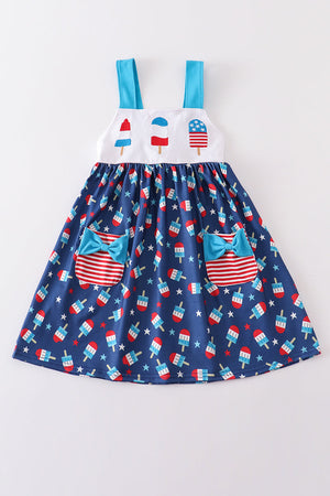 Patriotic popsicle embroidery strap dress