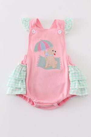 Pink beach puppy embroidery girl bubble
