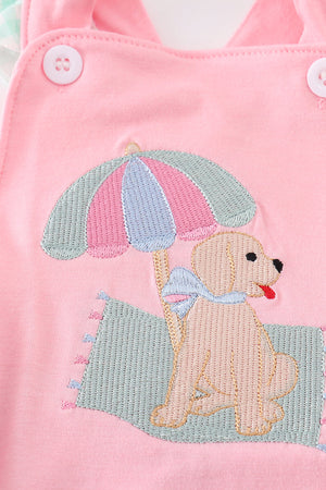Pink beach puppy embroidery girl bubble