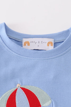 Blue beach puppy embroidery boy set