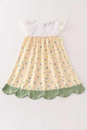 Yellow floral lace dress