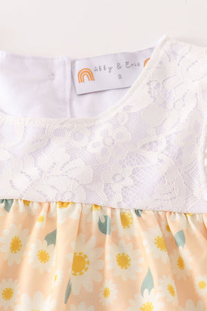 Yellow floral lace girl set