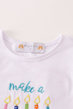 Pink happy birthday embroidery skort set