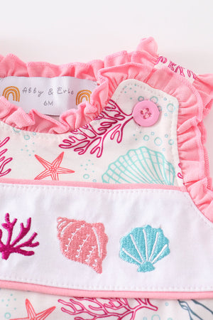 Pink shell embroidery girl bubble