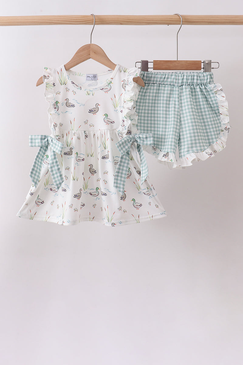 Green Duck Knit ruffle Set