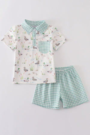 Sage duck boy shorts set