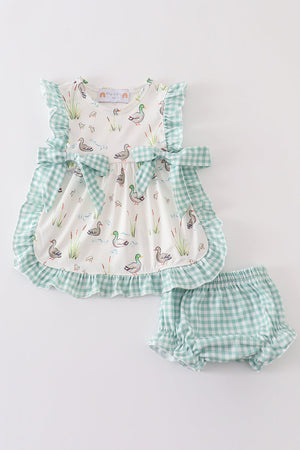 Sage duck girl bloomers set