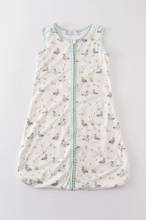 Sage duck baby gown