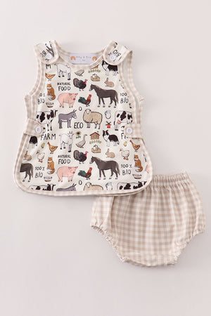 Beige farm baby boy set