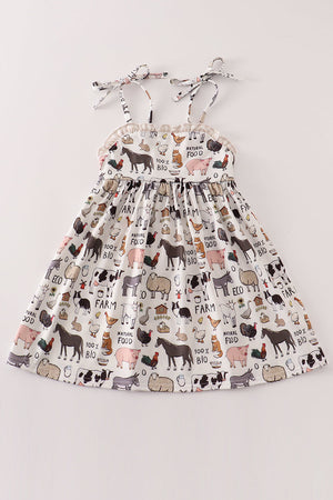 Beige farm strap dress