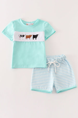 Sky cow embroidery boy set