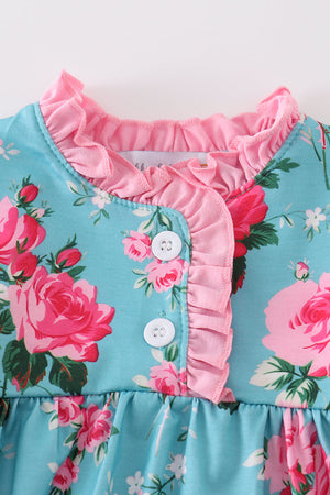 Mint floral baby gown