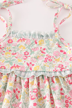 Pink floral print girl set