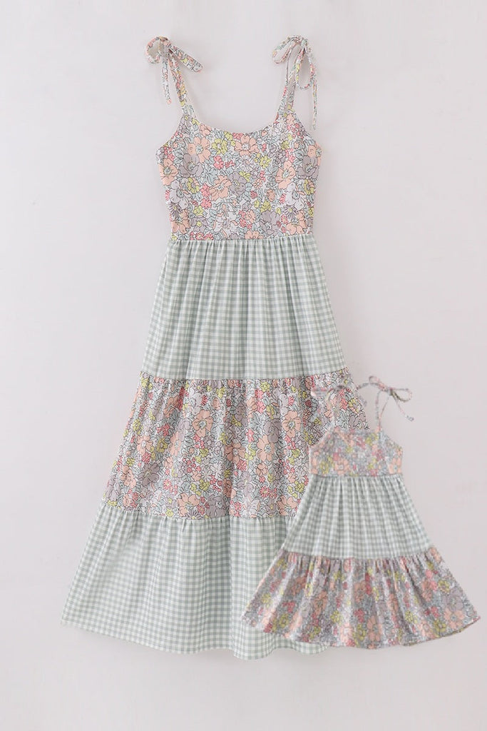pastel gingham dress Sage pastel floral harmony mom&me gingham dress 5