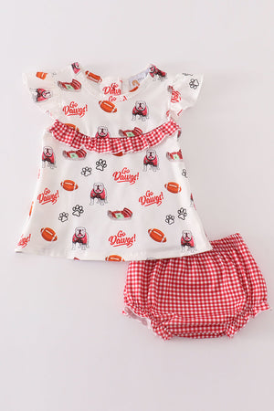 Go Dawgs print baby girl set