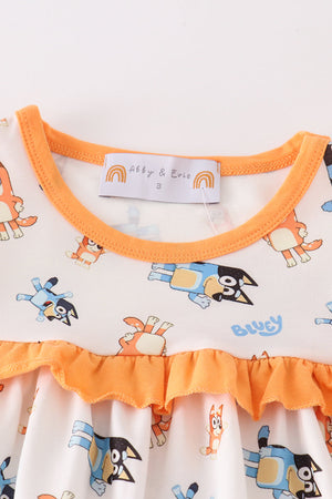 Orange character ruffle girl set