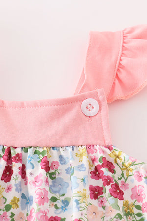 Pink floral print baby set