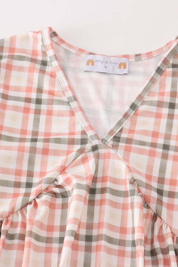 Green watercolor plaid mom&me dress HoneyBean Green watercolor plaid mom&me dress HoneyBean