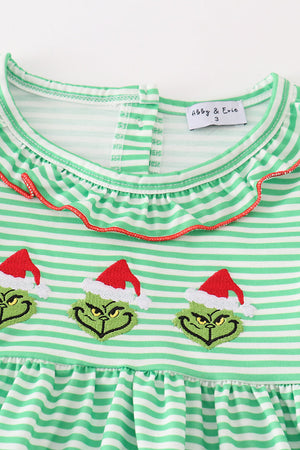 Green christmas grinch embroidery girl set